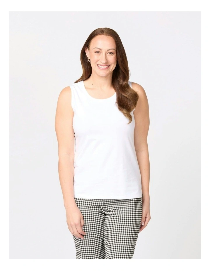 Easy Ribbon Trim Singlet in White image 1