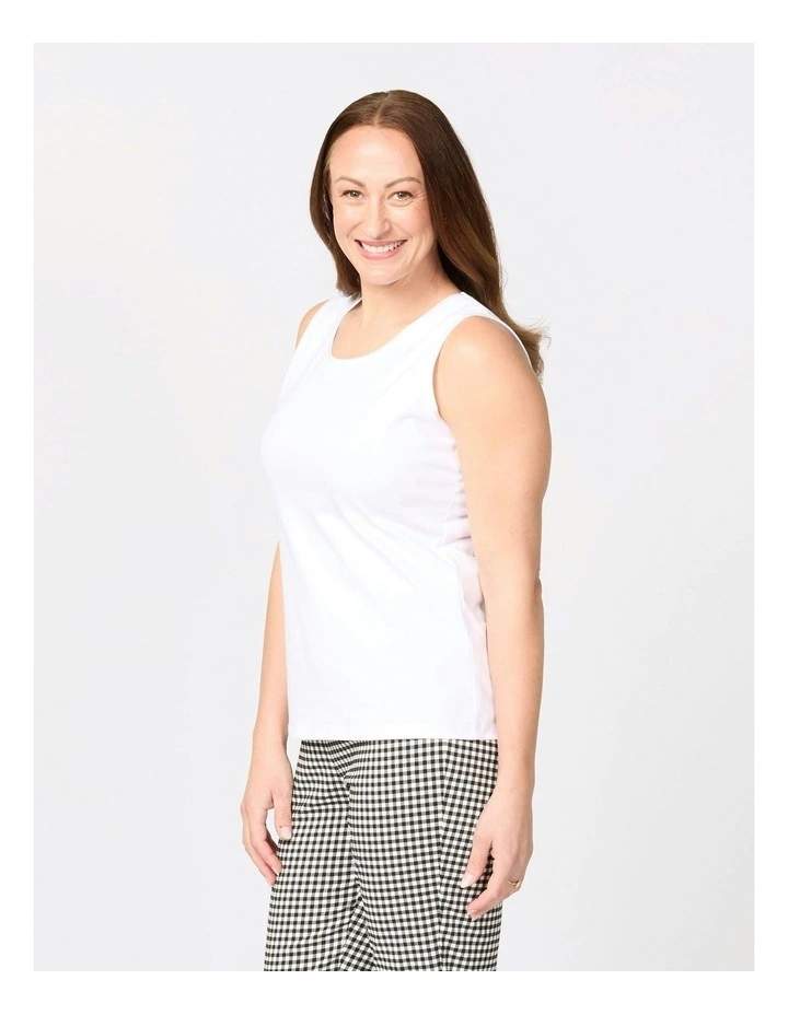 Easy Ribbon Trim Singlet in White image 3