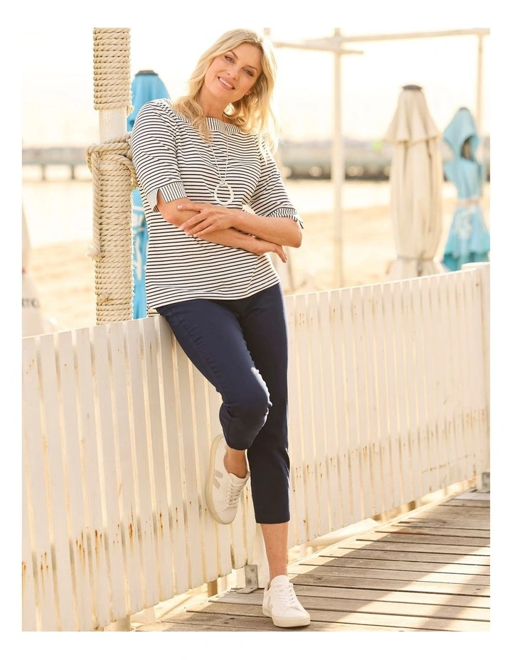 Sandy Stretch 7/8 Pull On Jeans in Blue image 5