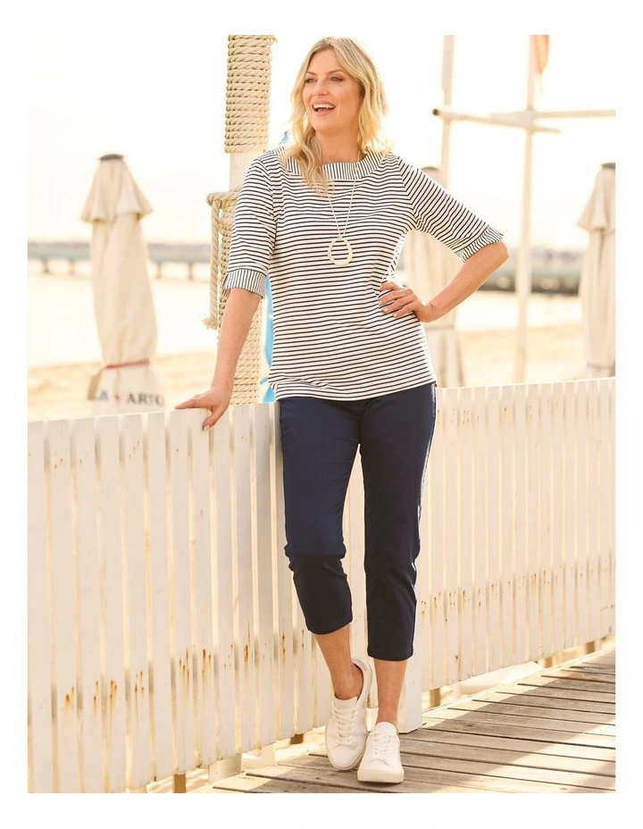 Sandy Stretch 7/8 Pull On Jeans in Blue image 6