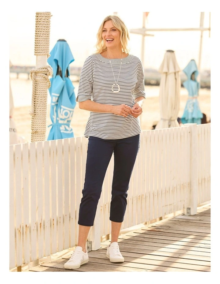 Sandy Stretch 7/8 Pull On Jeans in Blue image 7