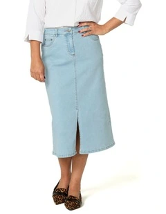 Denim A-Line Skirt in Blue