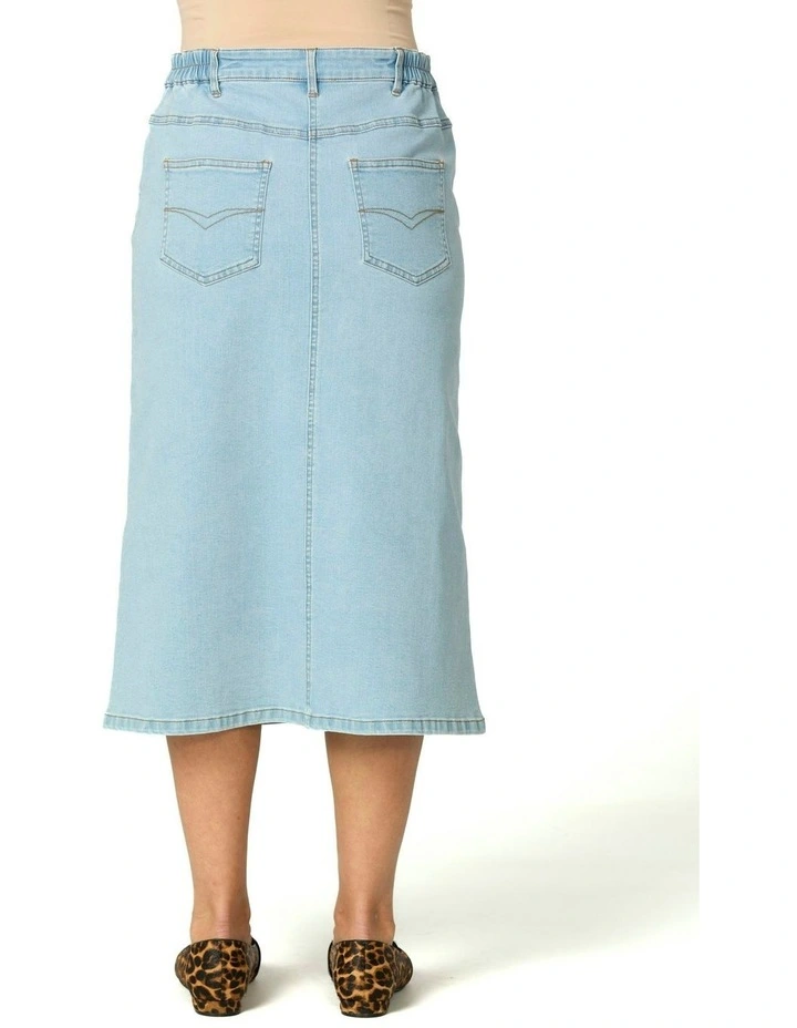 Denim A-Line Skirt in Blue image 2