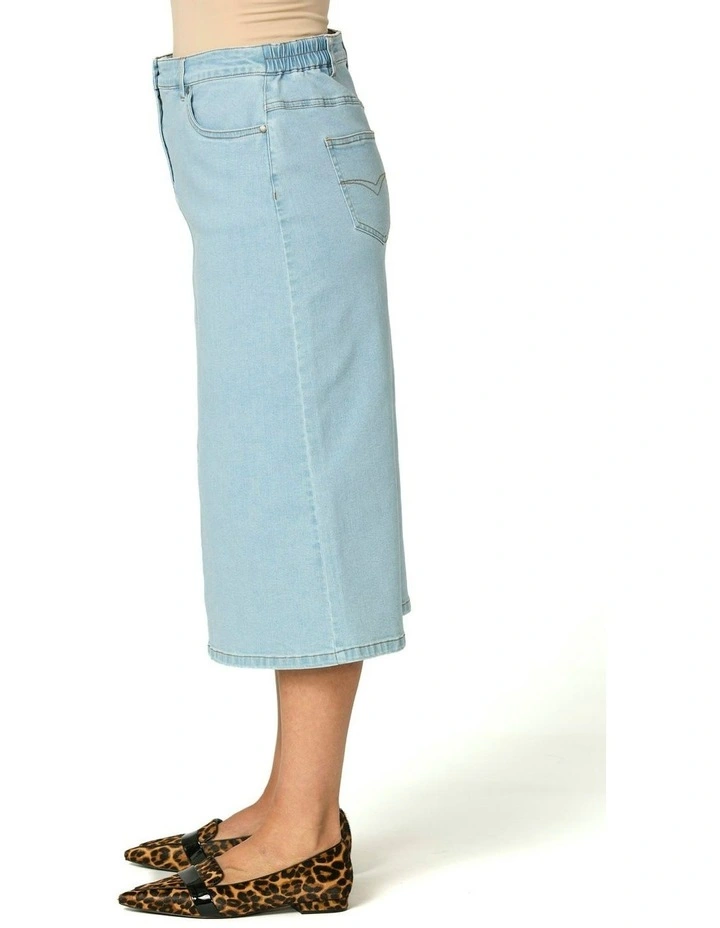 Denim A-Line Skirt in Blue image 3