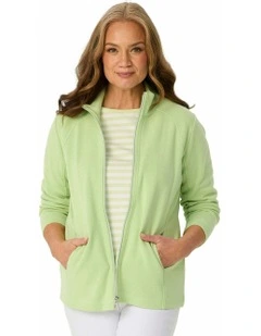 Haven French Rib Zip Up Jacket in Green