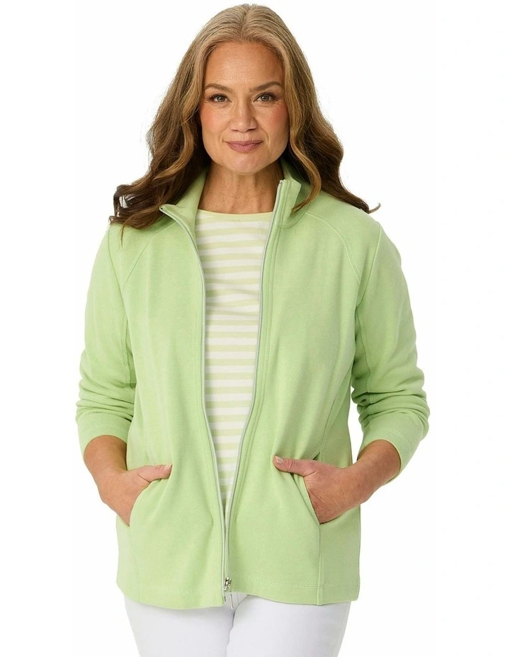 Haven French Rib Zip Up Jacket in Green image 1