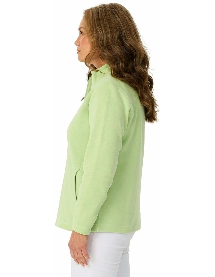 Haven French Rib Zip Up Jacket in Green image 3