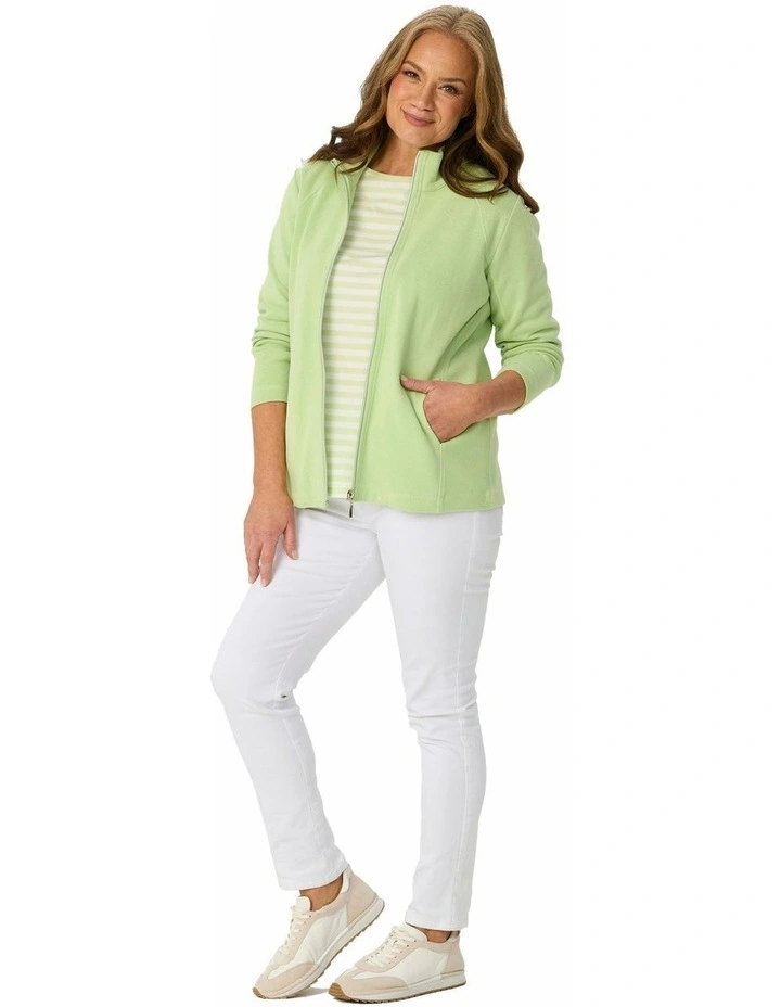 Haven French Rib Zip Up Jacket in Green image 4