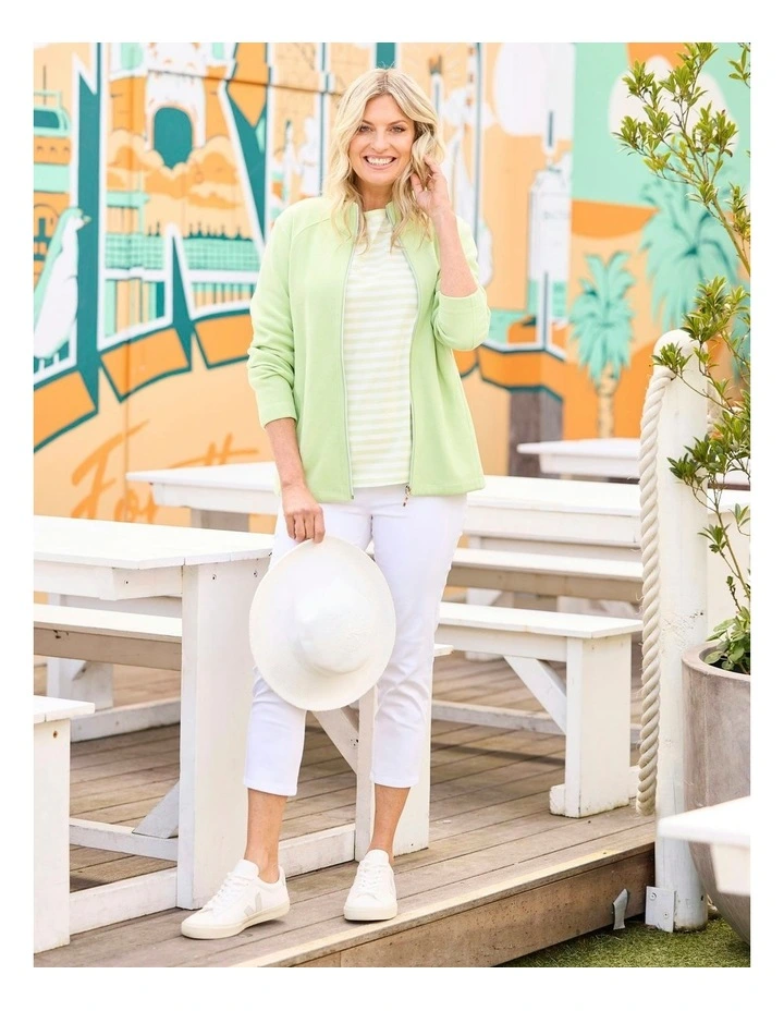 Haven French Rib Zip Up Jacket in Green image 5