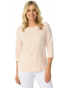 Paige Stripe 3/4 Sleeve Top in Yellow