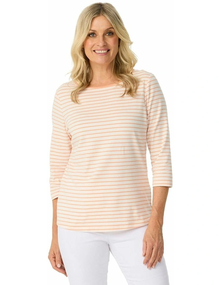 Paige Stripe 3/4 Sleeve Top in Yellow image 1