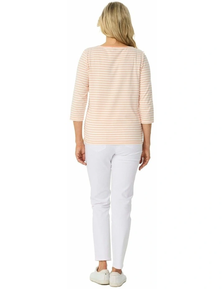 Paige Stripe 3/4 Sleeve Top in Yellow image 2