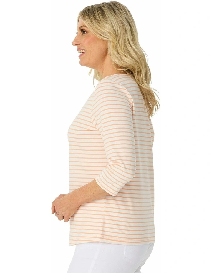 Paige Stripe 3/4 Sleeve Top in Yellow image 3