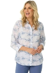 Reserva Embroidered 3/4 Sleeve Shirt in Multi