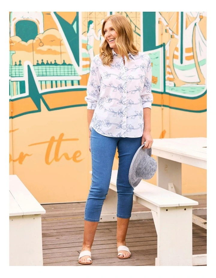 Reserva Embroidered 3/4 Sleeve Shirt in Multi image 5