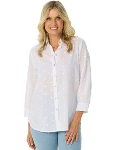 Bindi Spot 3/4 Sleeve Shirt in White