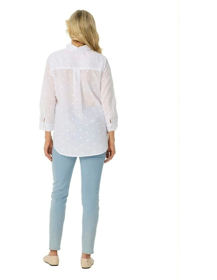 Bindi Spot 3/4 Sleeve Shirt in White image 2
