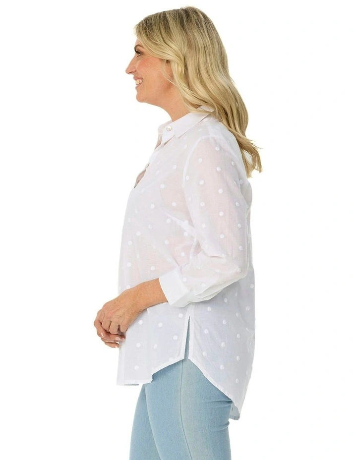 Bindi Spot 3/4 Sleeve Shirt in White image 3