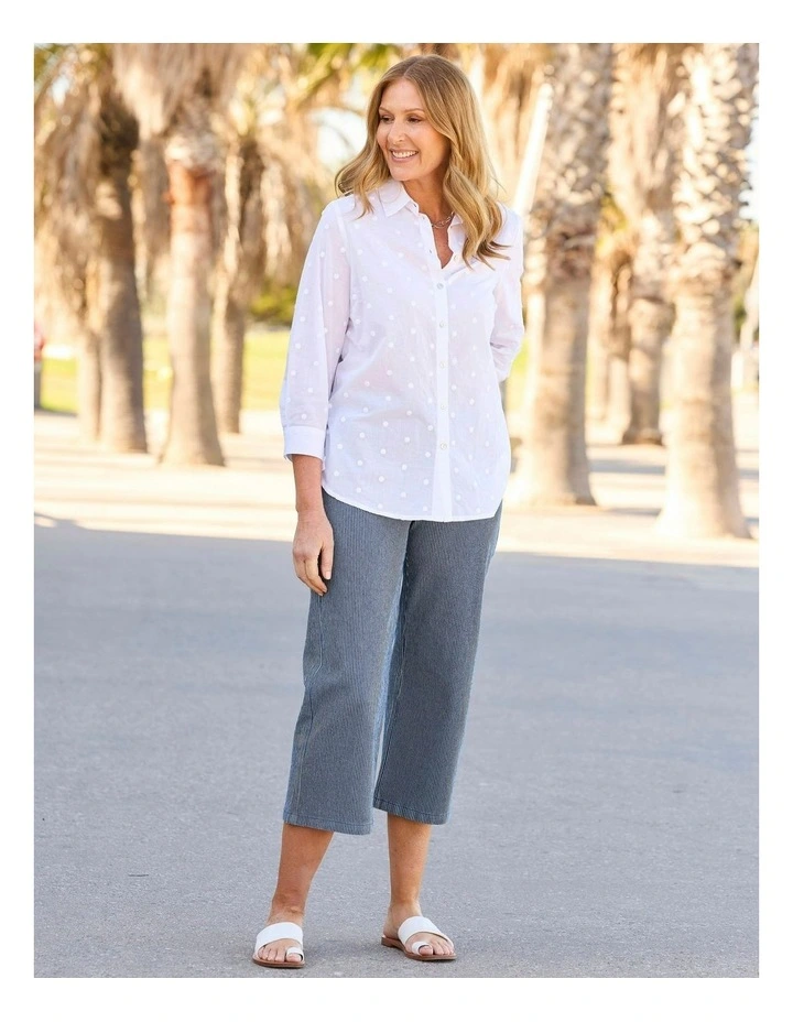 Bindi Spot 3/4 Sleeve Shirt in White image 5