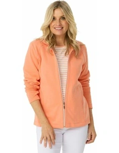 Haven French Rib Zip Up Jacket in Orange