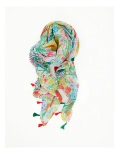 Flora Tasseled Scarf in Multi
