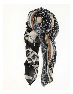 Elora Tasseled Scarf in Black Mix