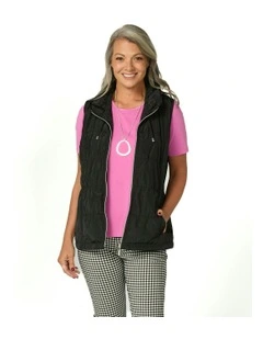 Lakeshore Zip Up Ruched Vest in Black