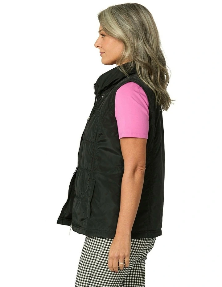 Lakeshore Zip Up Ruched Vest in Black image 3