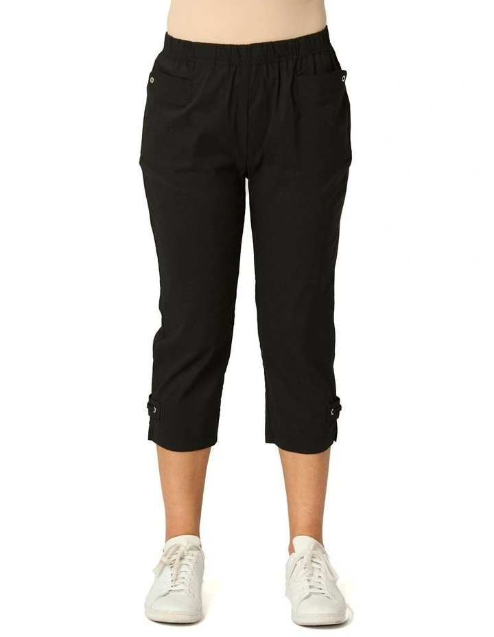 Vibe Stretch Eyelet Crop Pant in Black image 1