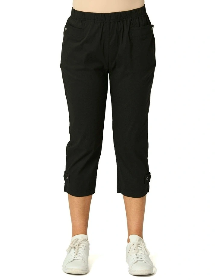 Vibe Stretch Eyelet Crop Pant in Black image 1