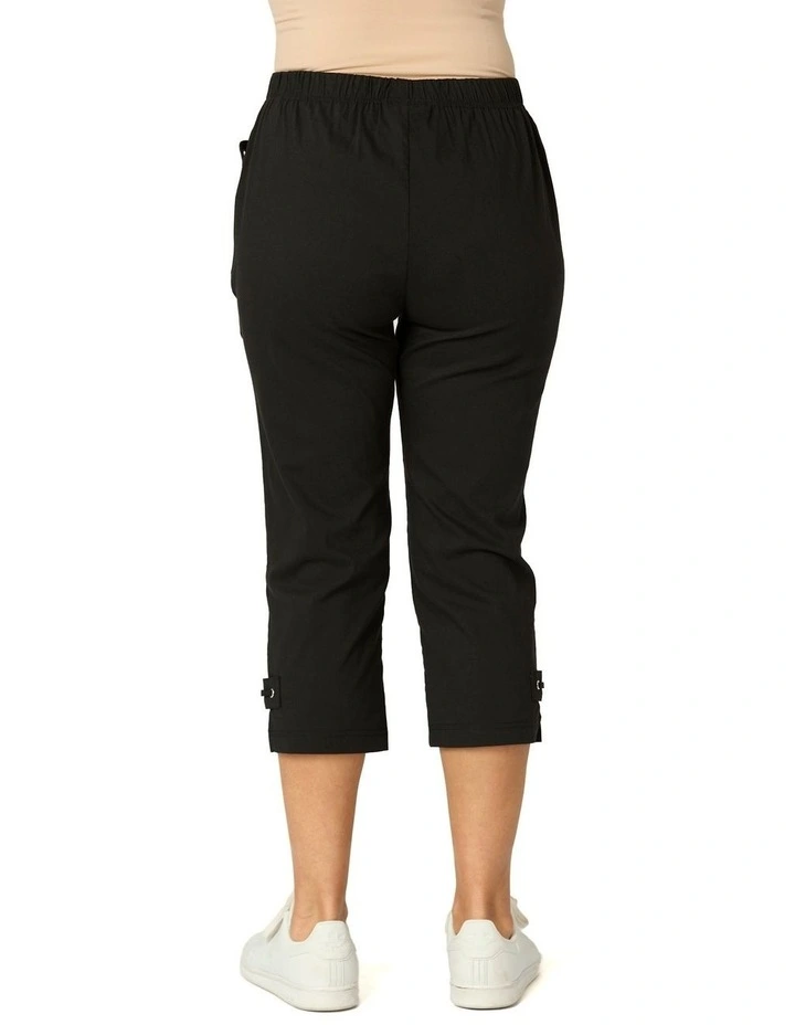 Vibe Stretch Eyelet Crop Pant in Black image 2