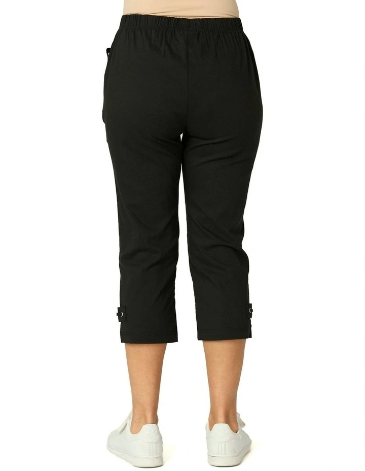 Vibe Stretch Eyelet Crop Pant in Black image 2