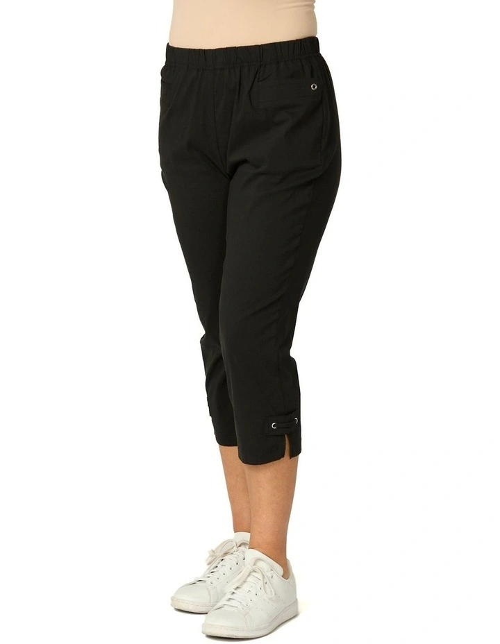 Vibe Stretch Eyelet Crop Pant in Black image 3