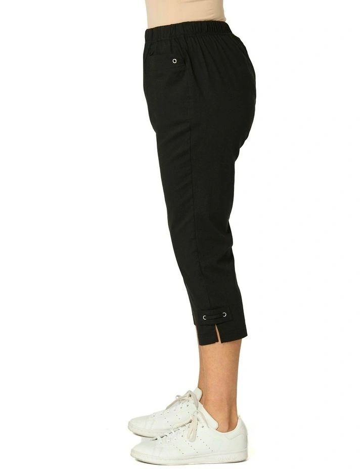 Vibe Stretch Eyelet Crop Pant in Black image 3