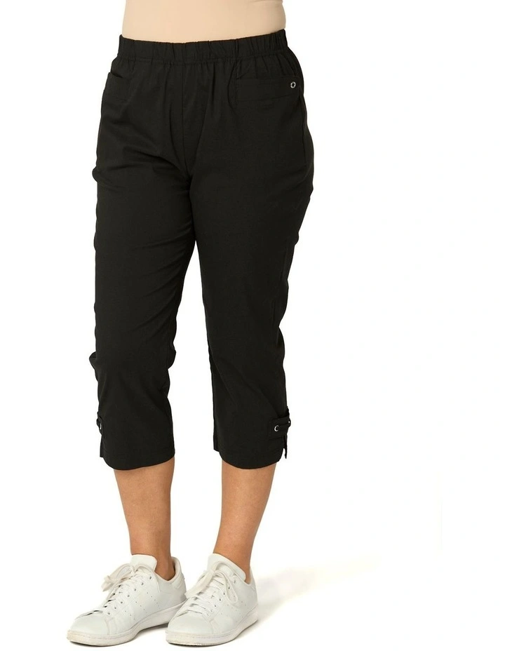 Vibe Stretch Eyelet Crop Pant in Black image 4