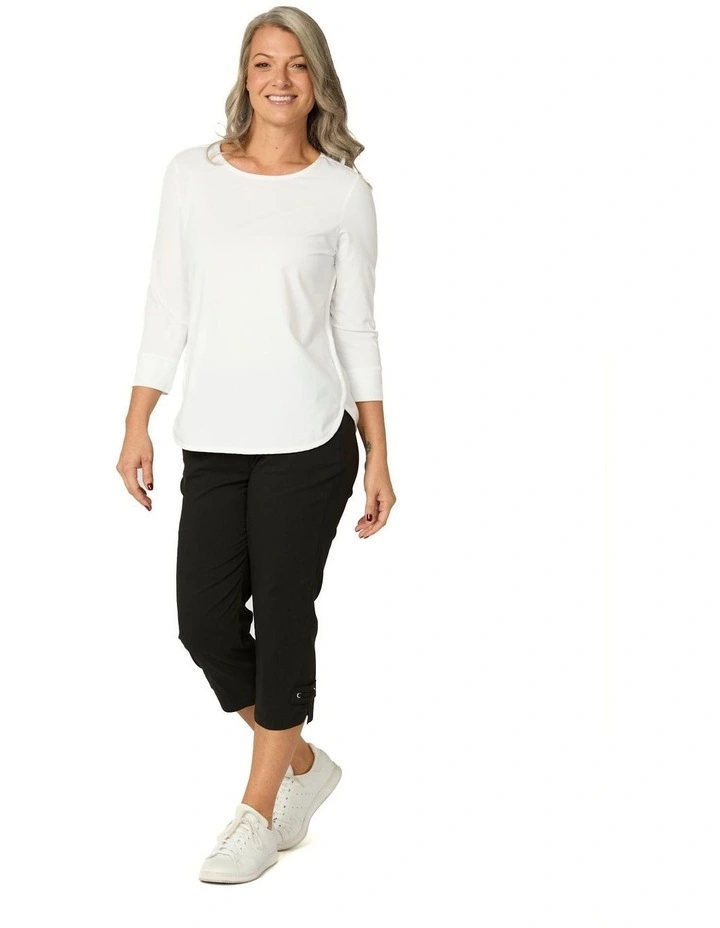 Vibe Stretch Eyelet Crop Pant in Black image 5