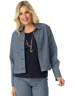 Coastal Stripe Stretch Jacket in Blue