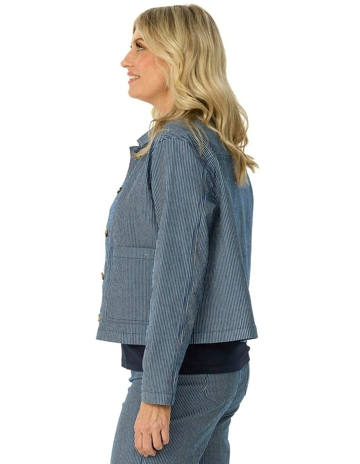Coastal Stripe Stretch Jacket in Blue image 3