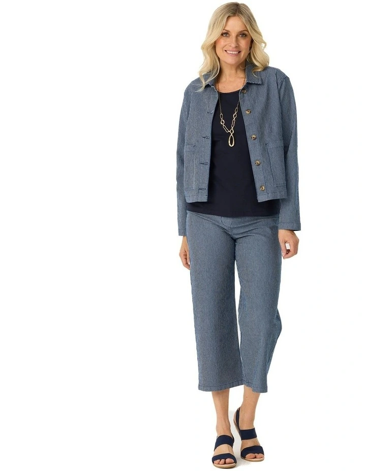 Coastal Stripe Stretch Jacket in Blue image 4