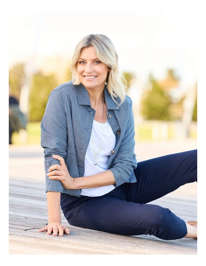 Coastal Stripe Stretch Jacket in Blue image 7