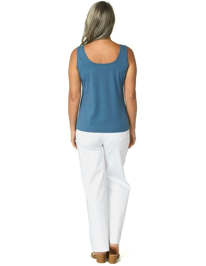 Tilly Wide Leg Pull On Long Jean in White image 2