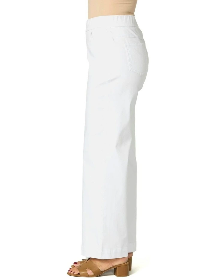 Tilly Wide Leg Pull On Long Jean in White image 3