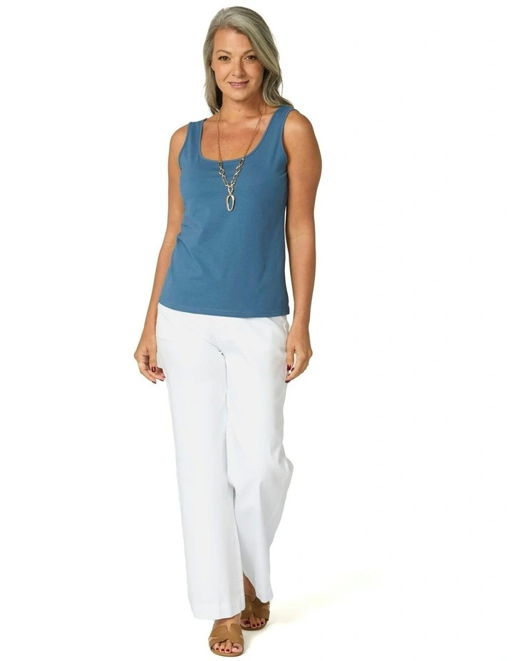 Tilly Wide Leg Pull On Long Jean in White image 4