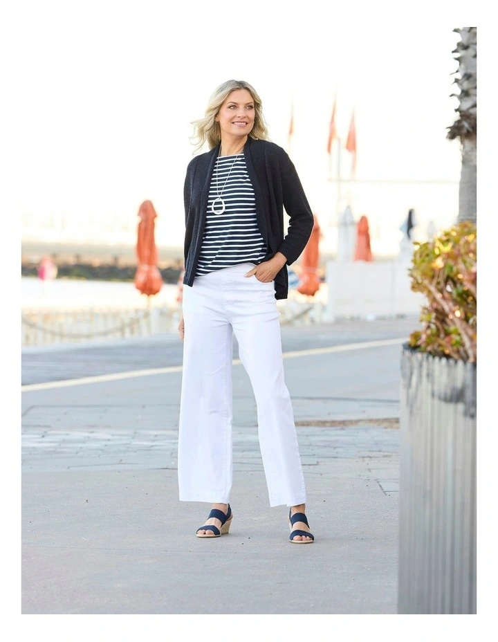 Tilly Wide Leg Pull On Long Jean in White image 5