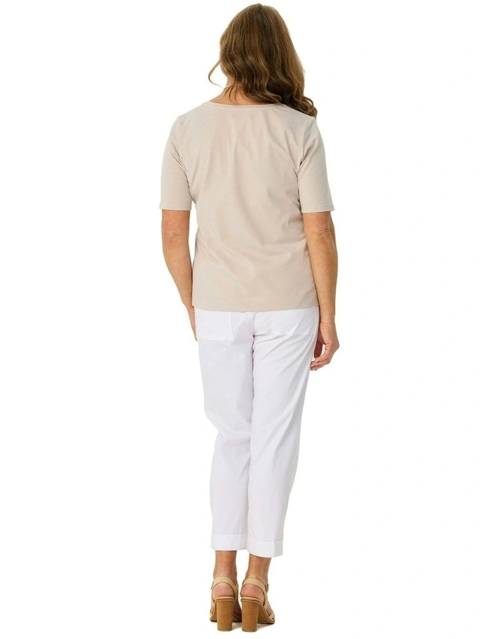 Delray Stud Short Sleeve Tee in Beige image 2