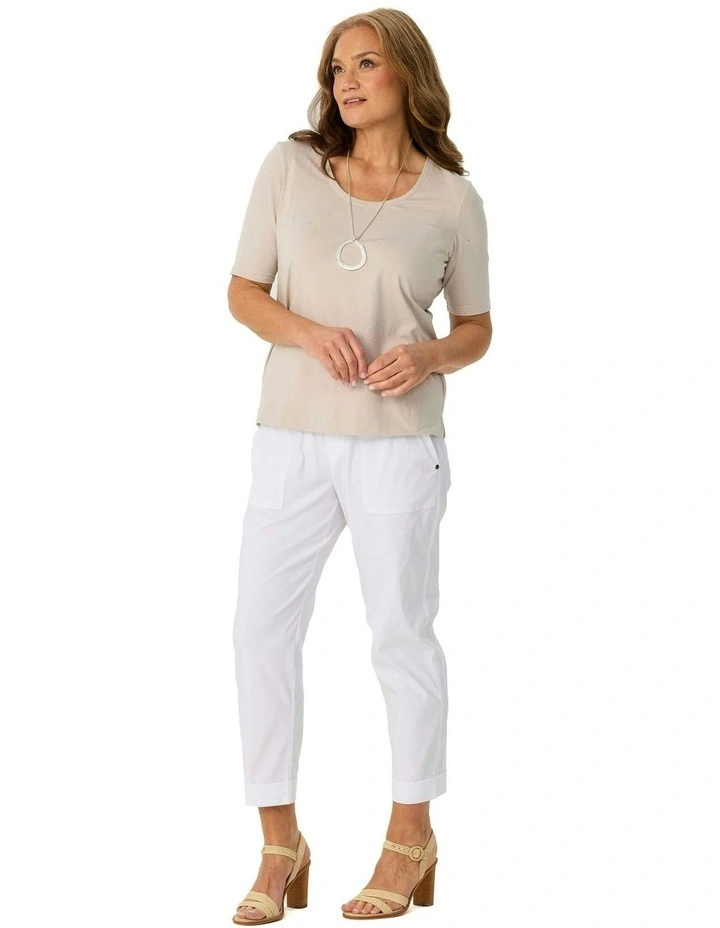 Delray Stud Short Sleeve Tee in Beige image 4