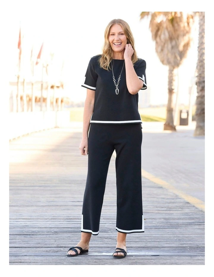 Otis Contrast Trim Knit Pant in Black image 5