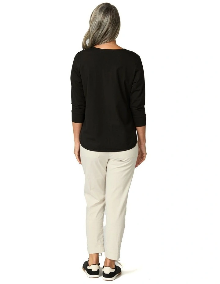 Eternity V-Neck 3/4 Sleeve Top in Black image 2