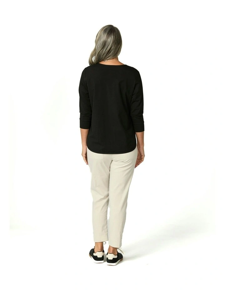 Eternity V-Neck 3/4 Sleeve Top in Black image 2