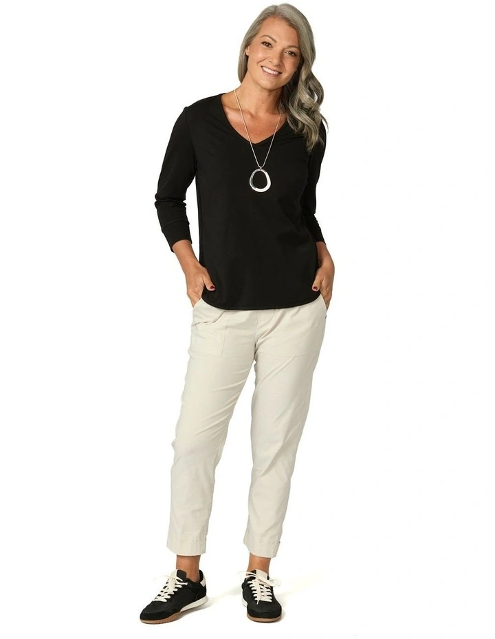 Eternity V-Neck 3/4 Sleeve Top in Black image 4